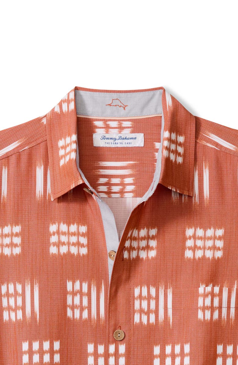 Tommy Bahama Coastal Ease Aqua Kay Ikat Print IslandZone<sup>®</sup> Short Sleeve Button-Up Shirt, Alternate, color, Winter Topaz