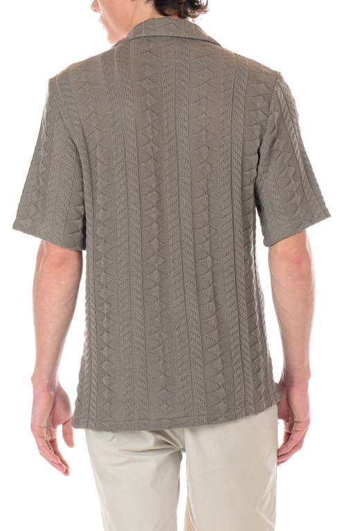 Original Paperbacks Positano Cabled Knit Camp Shirt In Smoke