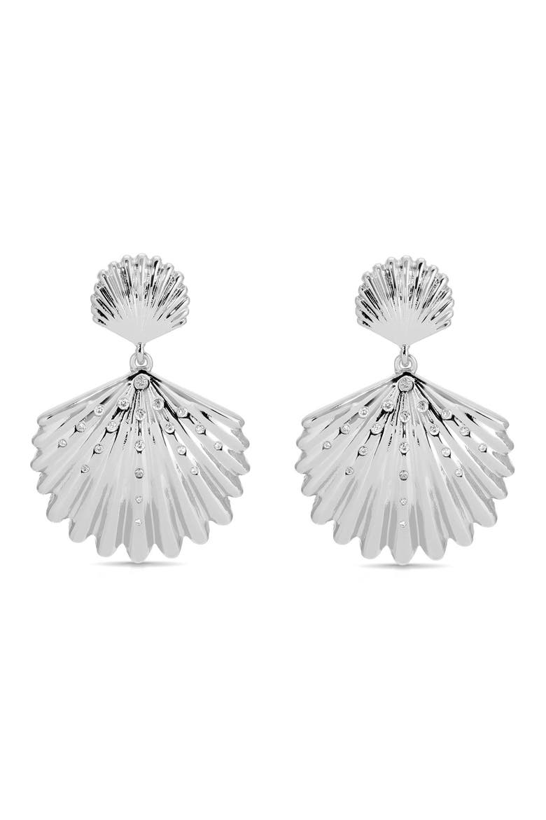 Sun Drenched Shell Drop Earrings, Main, color, SILVER