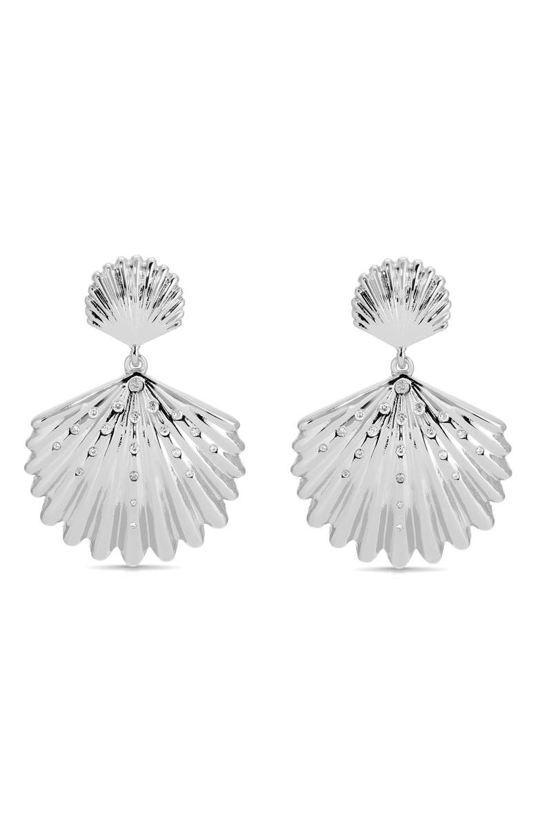 Ettika Sun Drenched Shell Drop Earrings, Main, color, Silver