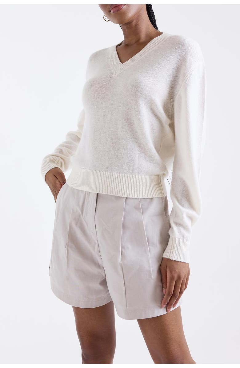 1982 Vee V-Neck 100% Cashmere Sweater, Alternate, color, Natural White