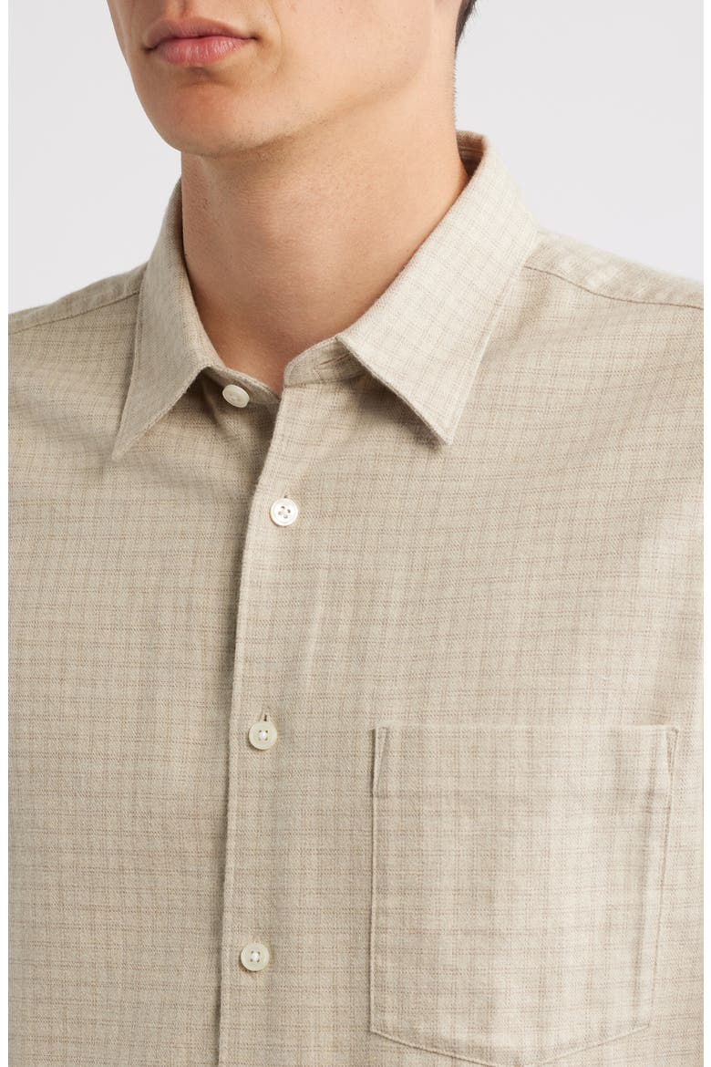 Irving Micro Check Cotton Button-Up Shirt, Alternate, color, OAT MELANGE - E63