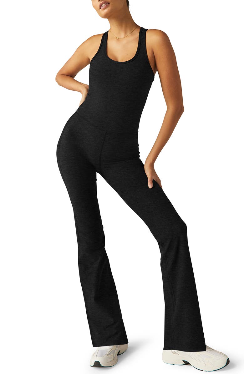 Beyond Yoga All Around Space Dye Flare Leg Jumpsuit, Main, color, Darkest Night