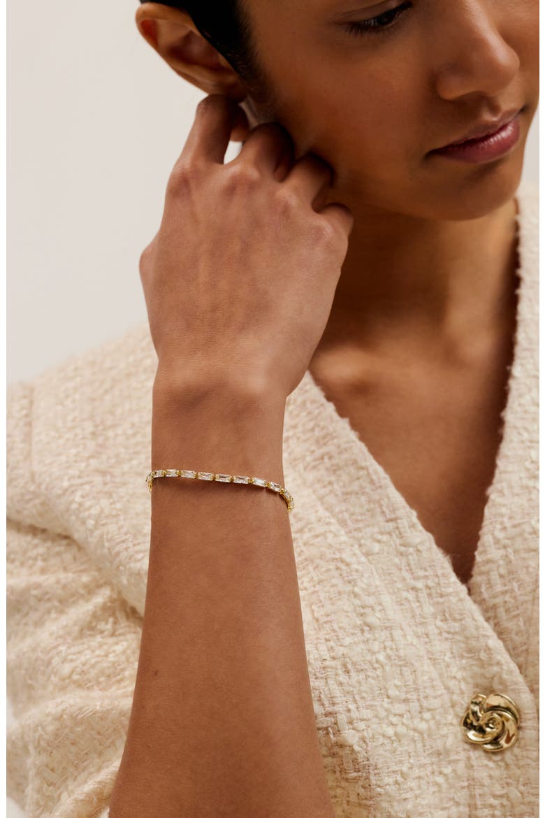 Isela Cubic Zirconia Baguette Bracelet, Alternate, color, GOLD TONE/ CLEAR CRYSTAL