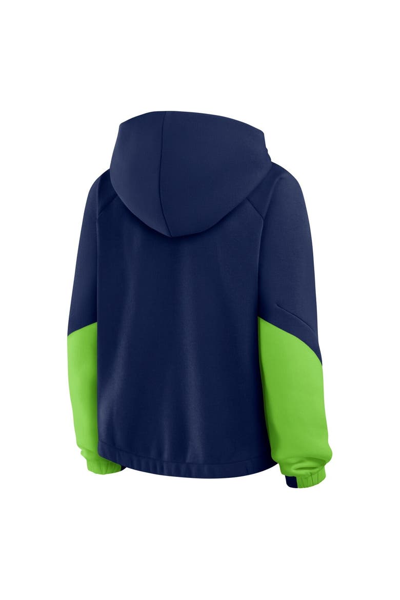 Women's Fanatics College Navy Seattle Seahawks Oversized Redzone Bubble Screen Pullover Hoodie, Alternate, color, College Navy