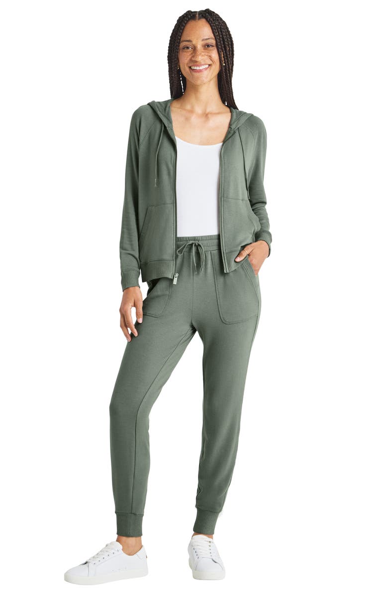 Splendid Supersoft Zip-Up Hoodie, Alternate, color, Soft Olive