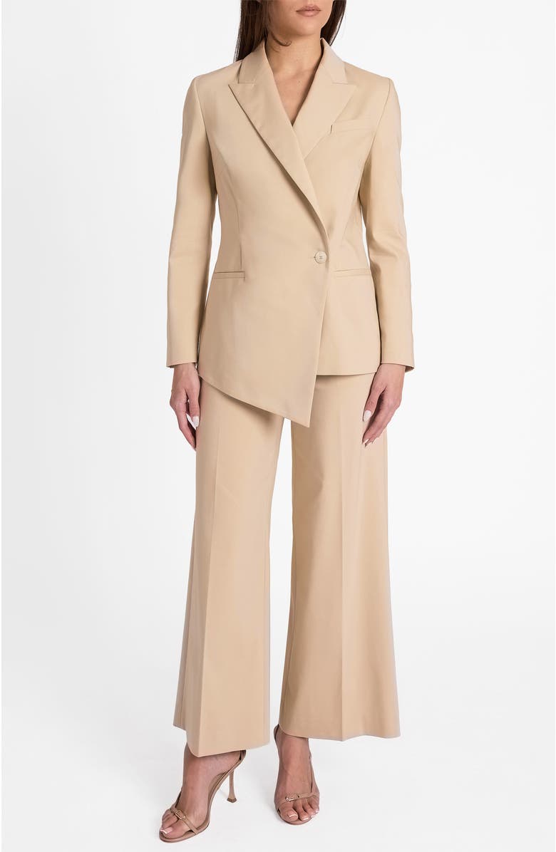Santorelli Thea Cropped Wide Leg Pants in Stretch Cotton, Alternate, color, Latte