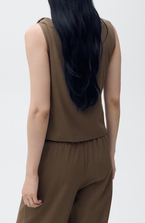 Mango Asymmetric Drape Top In Brown