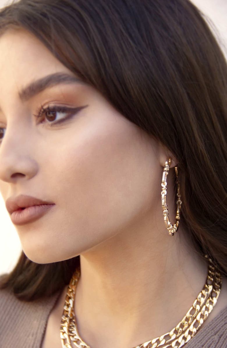 Ettika Chain Link Hoop Earrings, Alternate, color, 