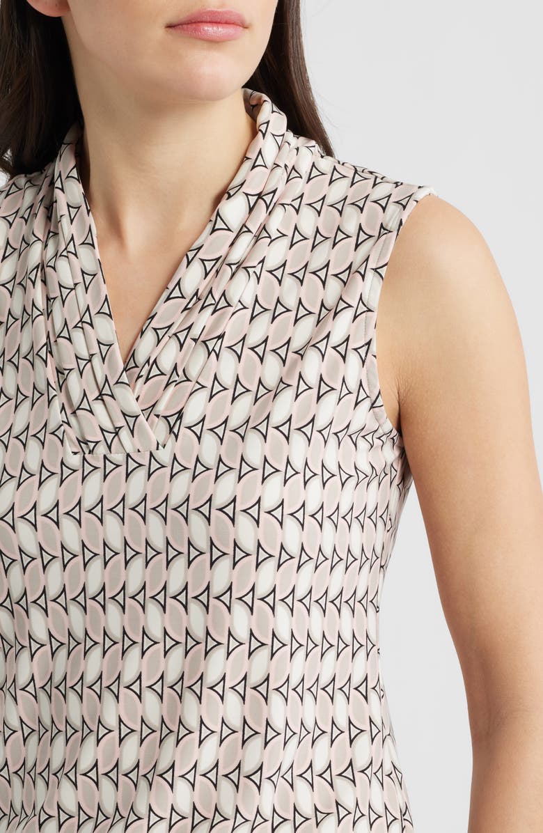 Anne Klein Triple Pleat Geo Print Sleeveless Top, Alternate, color, White Dove Multi