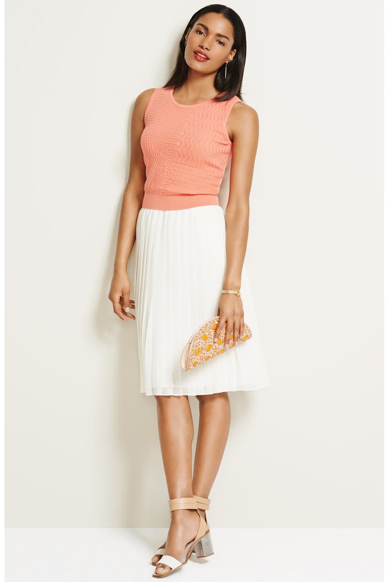 Pleat Chiffon Skirt, Alternate, color, CREAM CLOUD