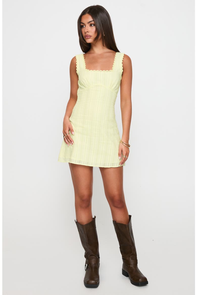 Dasha Cotton Fit & Flare Minidress, Alternate, color, LEMON