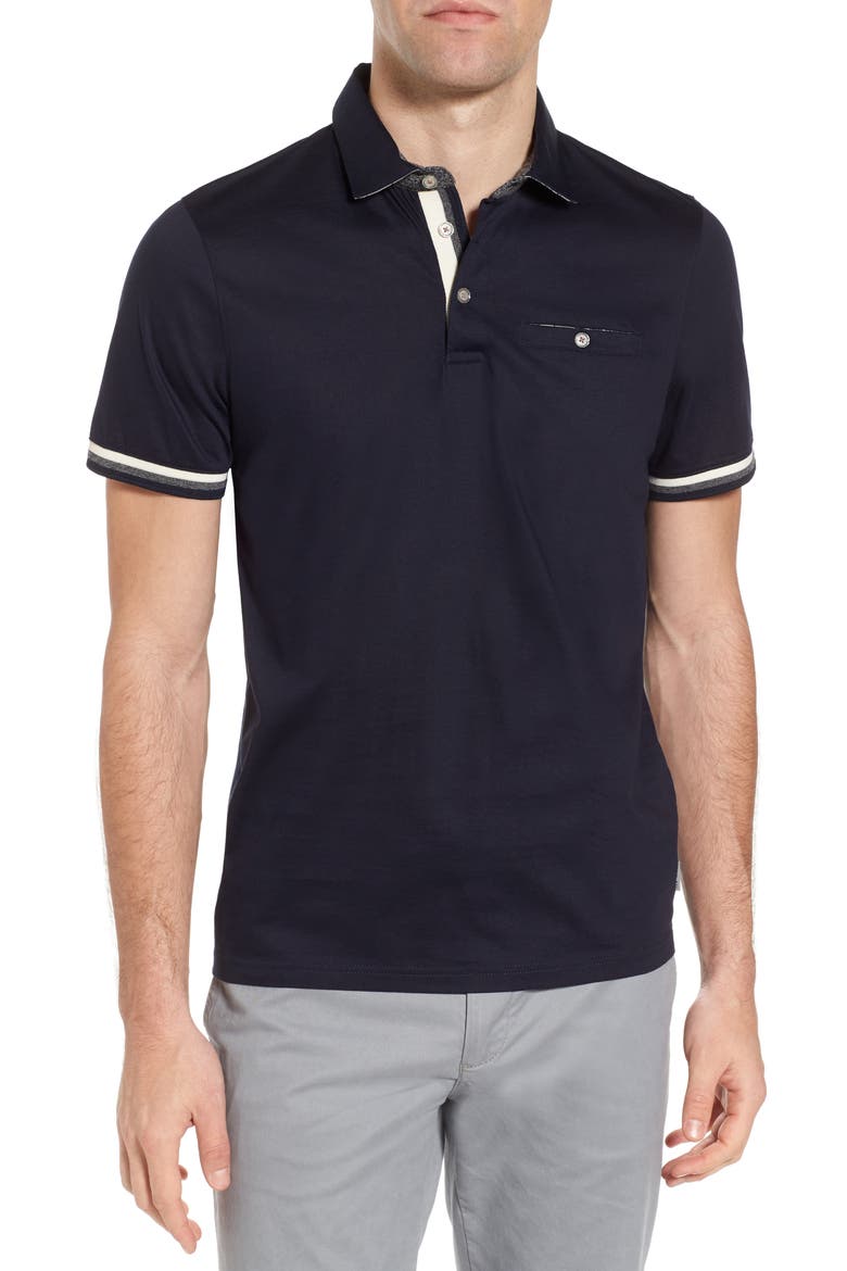 Puggle Trim Fit Polo, Main, color, NAVY