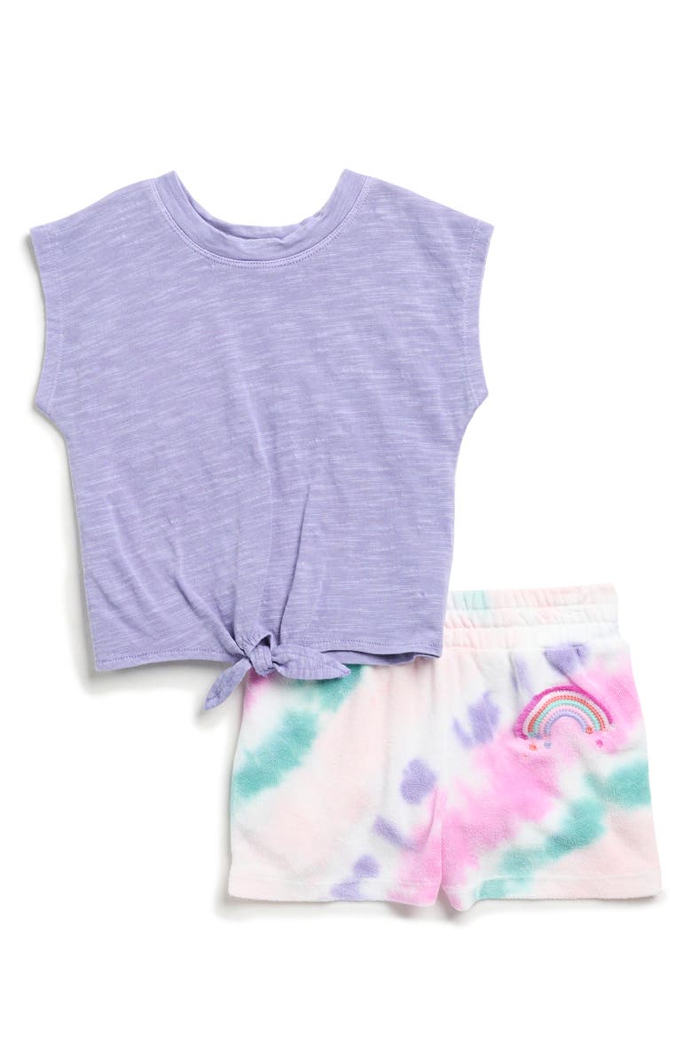 Splendid Kids' Daydream Knot Top & Tie Dye Shorts, Main, color, Thistle