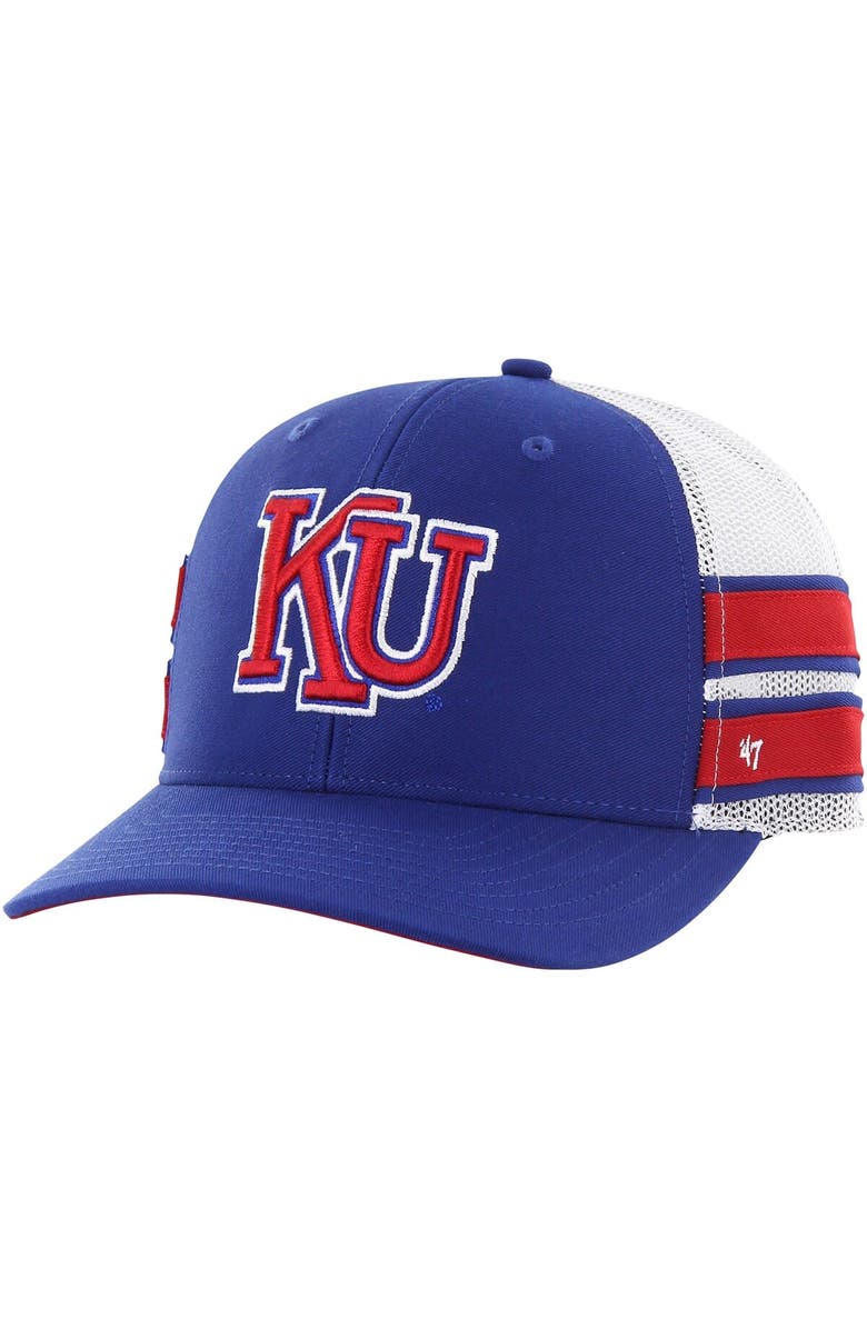 '47 Men's '47 Royal Kansas Jayhawks Straight Eight Adjustable Trucker Hat, Main, color, Royal