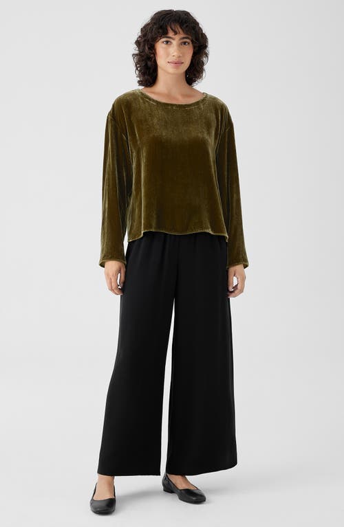 Eileen Fisher Velvet Ballet Neck Top In Serpentine