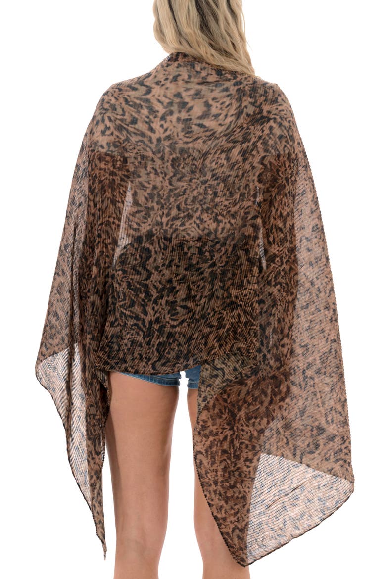 Pleated Oblong Scarf, Alternate, color, LEOPARD