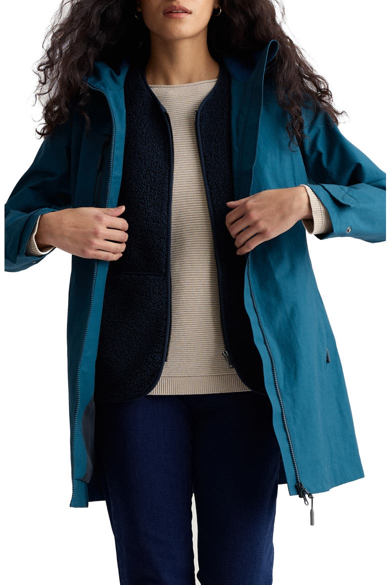 Coverack Waterproof Organic Cotton Blend Raincoat with Removable Hood, Main, color, RAINCLOUD