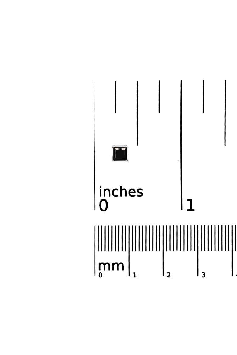 14K White Gold 1/2 Ct Princess Black Diamond Stud Earrings with Push Backs, Alternate, color, White