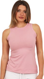 24seven Comfort Apparel Womens Basic Ribbed Knit Round Neck Sleeveless Tank Top