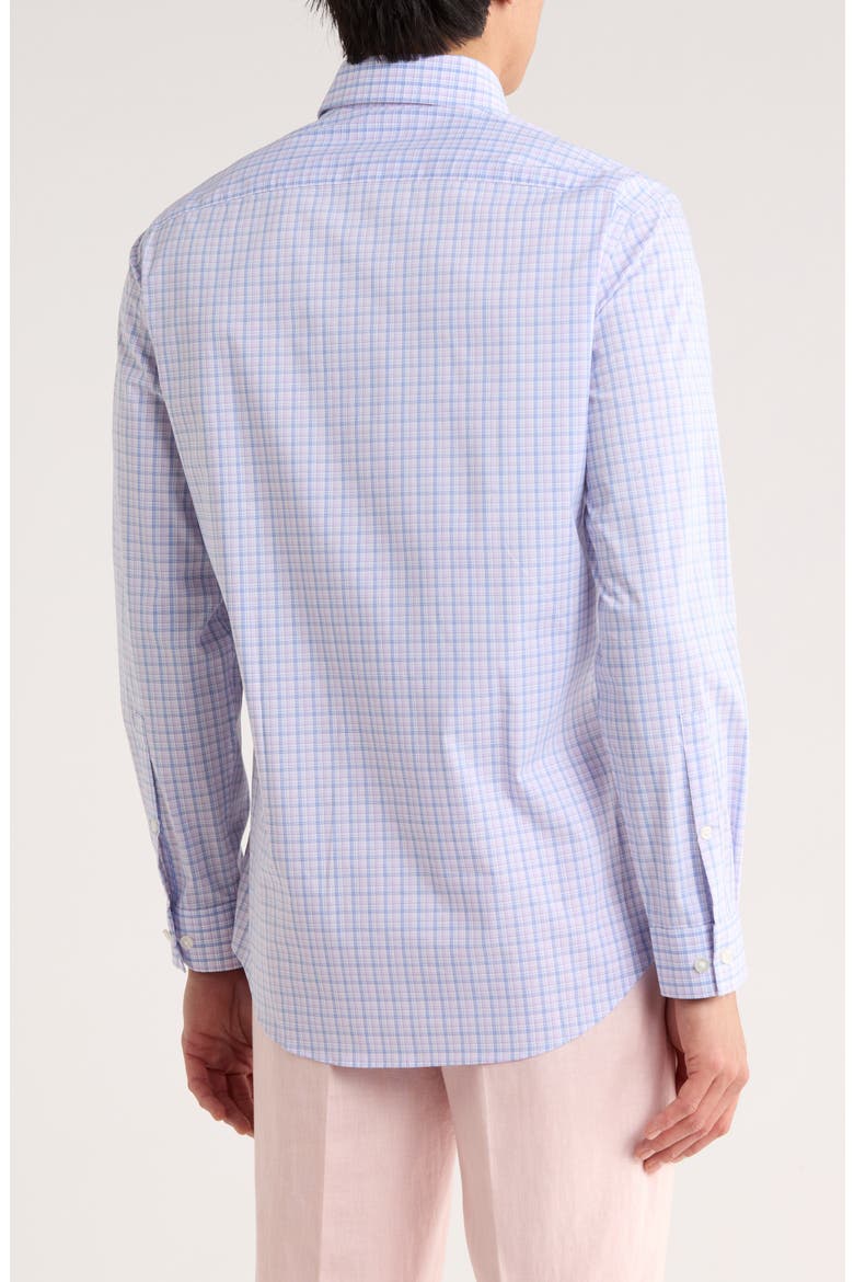 Plaid Slim Fit Quick Wicking Stretch Dress Shirt, Alternate, color, IRIS
