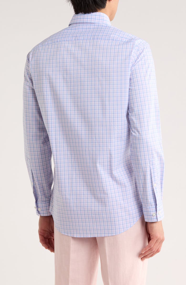 Michael Kors Plaid Slim Fit Quick Wicking Stretch Dress Shirt, Alternate, color, Iris