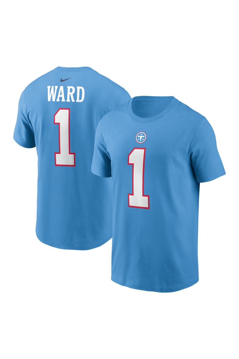 Men's Nike Cameron Ward Light Blue Tennessee Titans Team Name & Number T-Shirt, Main, color, Light Blue