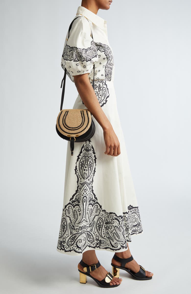 Chloé Small Marcie Raffia & Leather Crossbody Bag, Alternate, color,