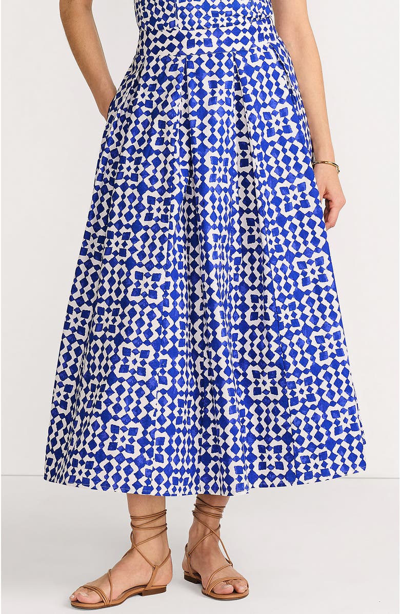 Lands' End Poplin Godet Maxi Skirt, Main, color, Blue Breeze Painted Geo