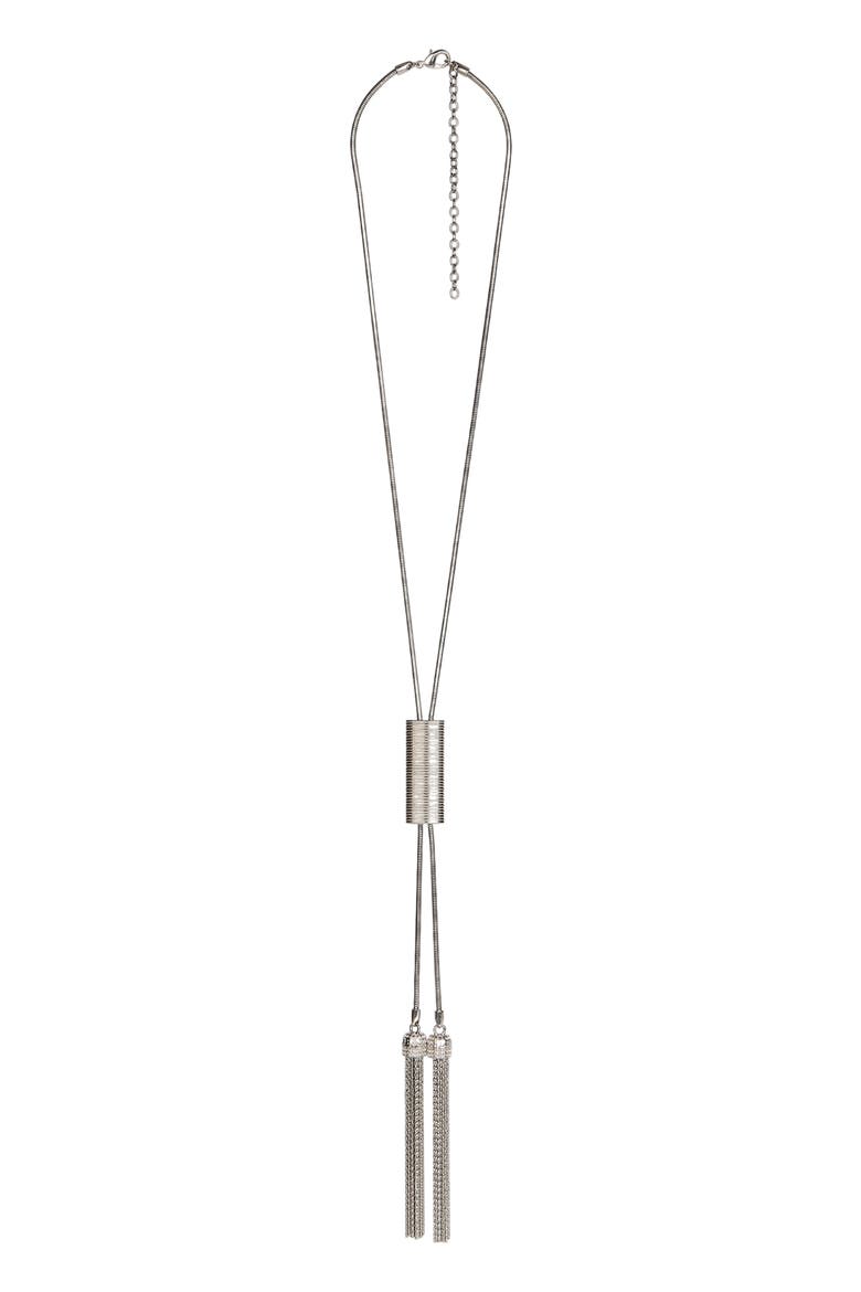 Long Brass Tassel Necklace, Alternate, color, Silver