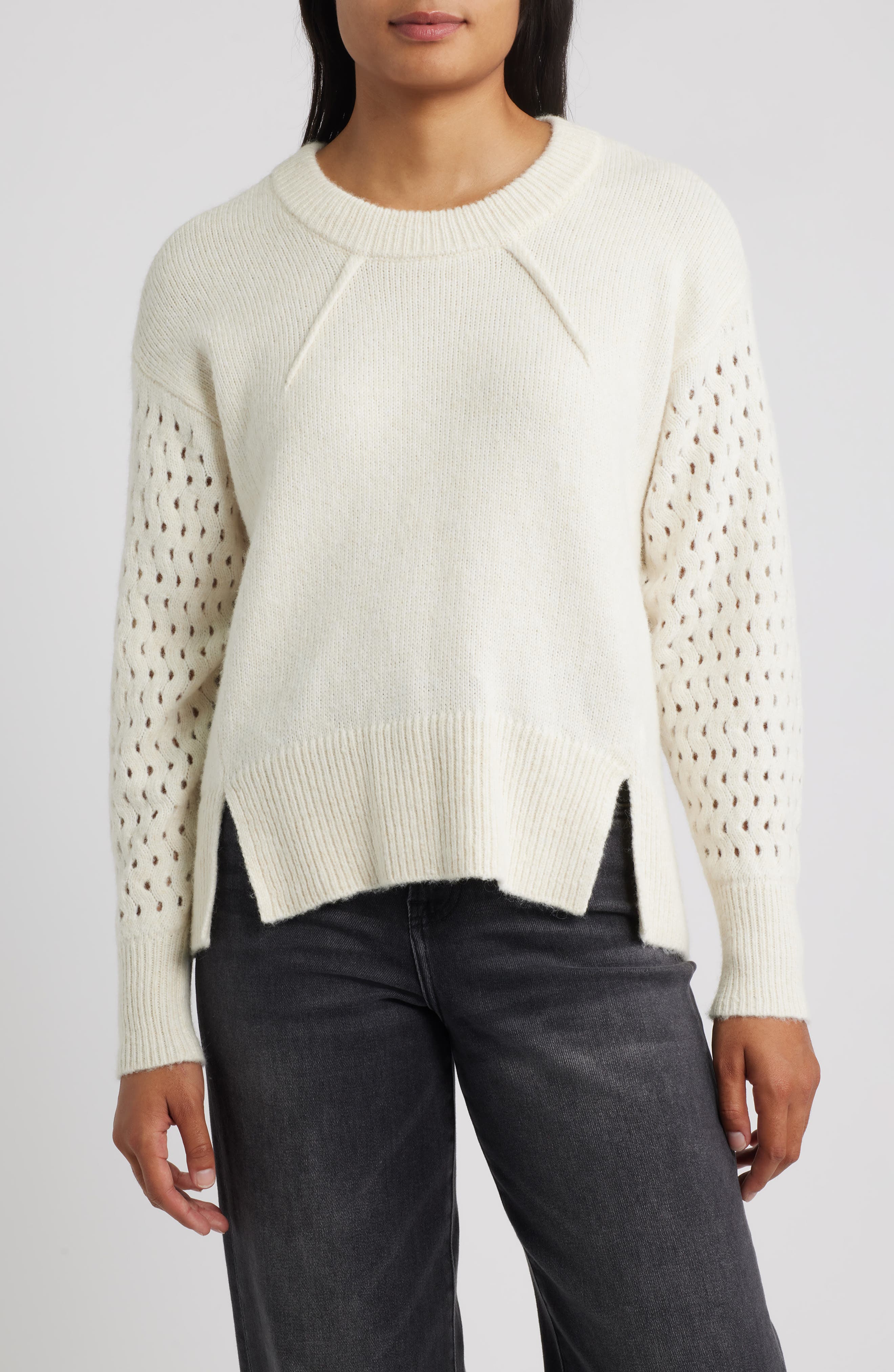 CITY BLUES Open Stitch Sleeve Sweater
