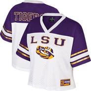 COLOSSEUM Women's Colosseum  White LSU Tigers Treasure Cropped Football Jersey