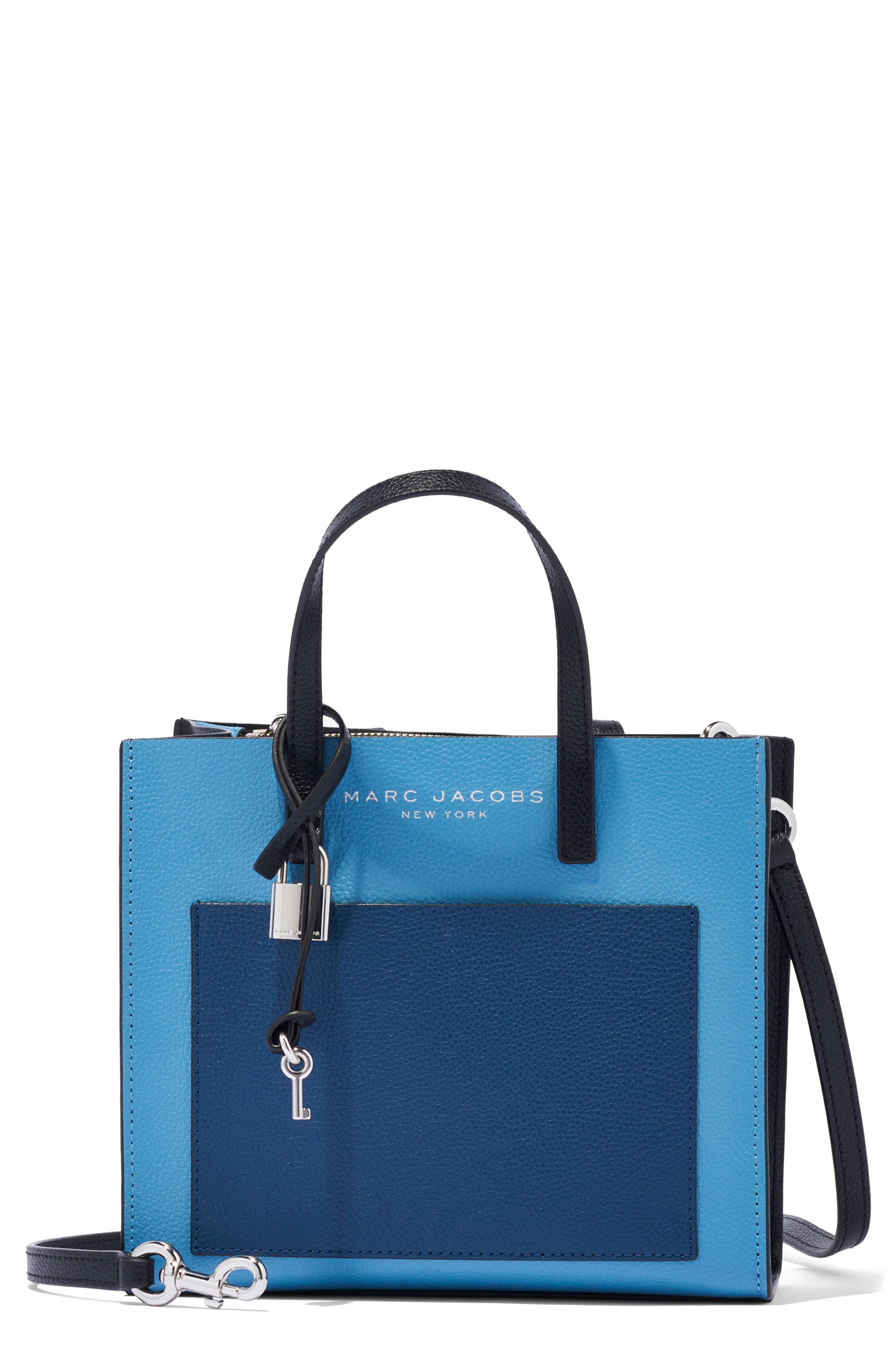 Mini Grind Colorblock Leather Tote Bag, Main, color, BLUE HEAVEN MULTI