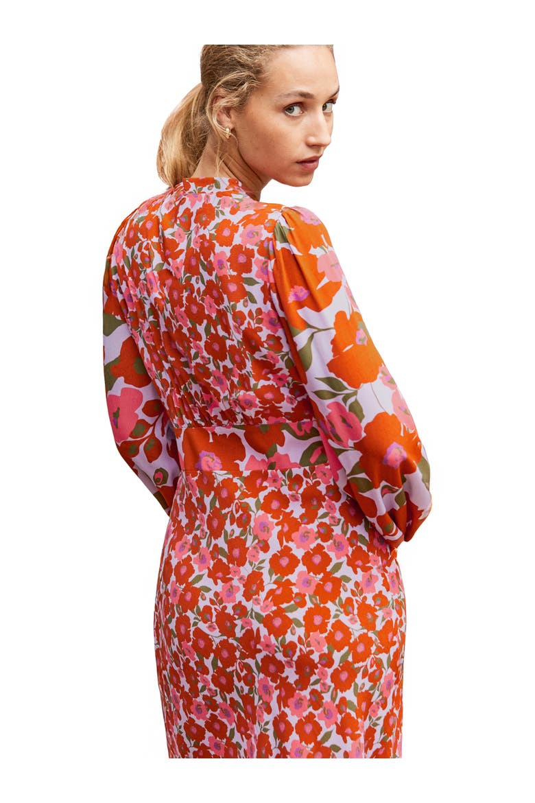 Poppy Print Waist Detail Dress, Alternate, color, Lilac/Pink