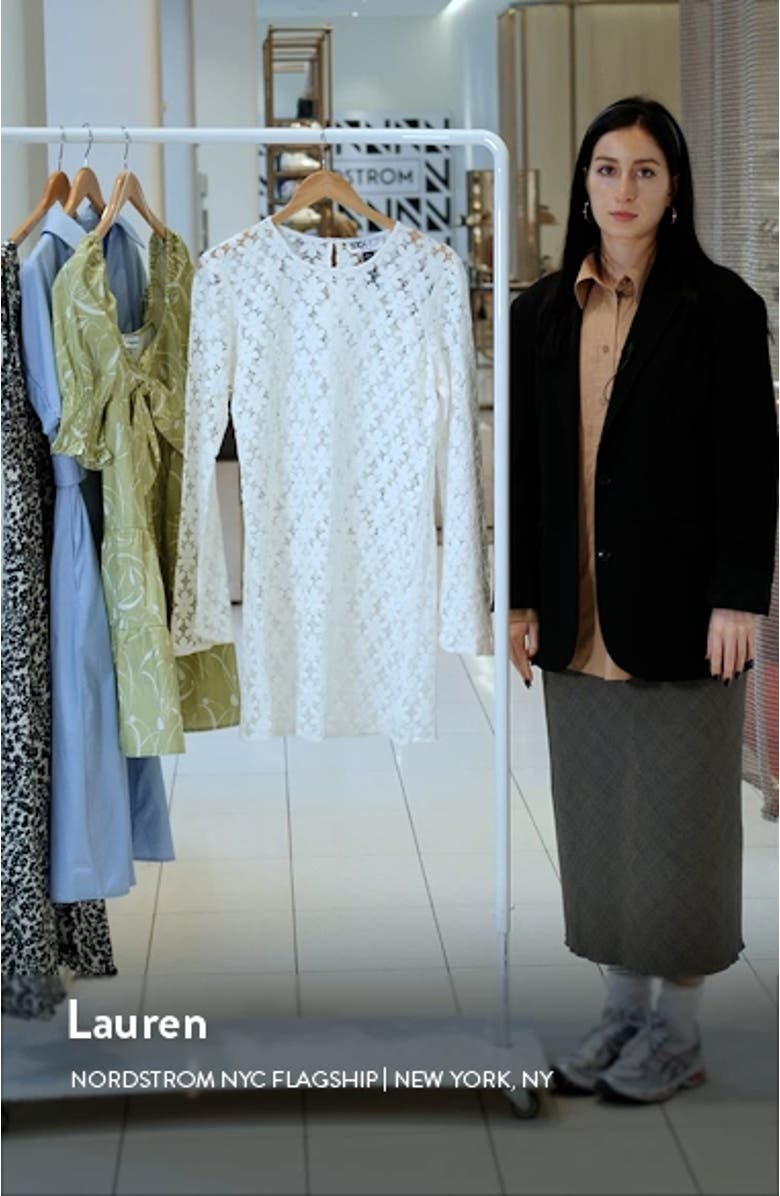 Goldie Lace Long Sleeve Cotton Blend Cover-Up Dress, sales video thumbnail