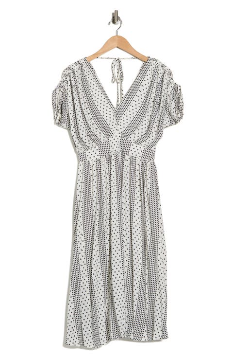 Polka Dot Short Sleeve Midi Dress