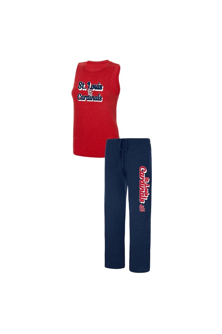 Women's Concepts Sport Navy/Red St. Louis Cardinals Wordmark Meter Muscle Tank Top & Pants Sleep Set, Main, color, Navy
