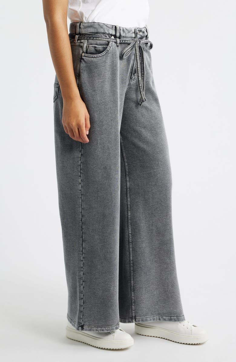 CITY BLUES Wide Leg Drawstring Waist Knit Jeans, Alternate, color, Washed Black