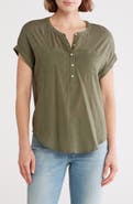 Lucky Brand Mixed Media Short Sleeve Cotton & Modal Henley
