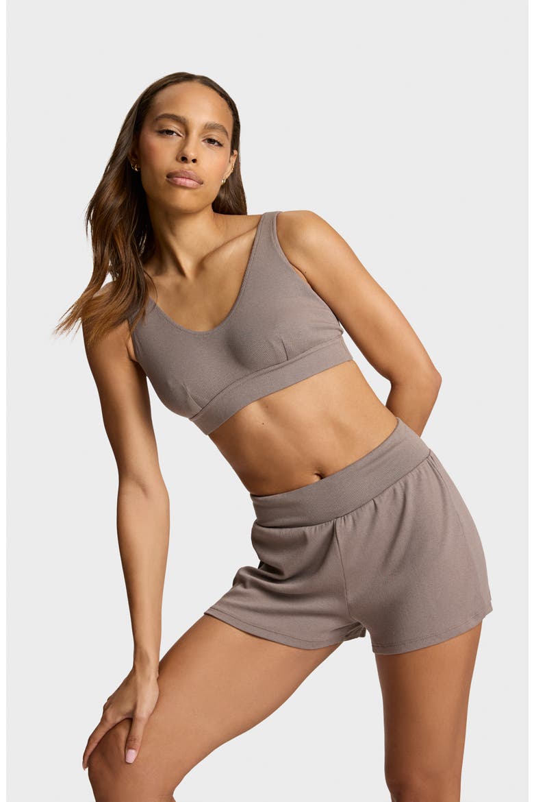Better than Basic Relaxed Rib Shorts, Alternate, color, TRUFFLE