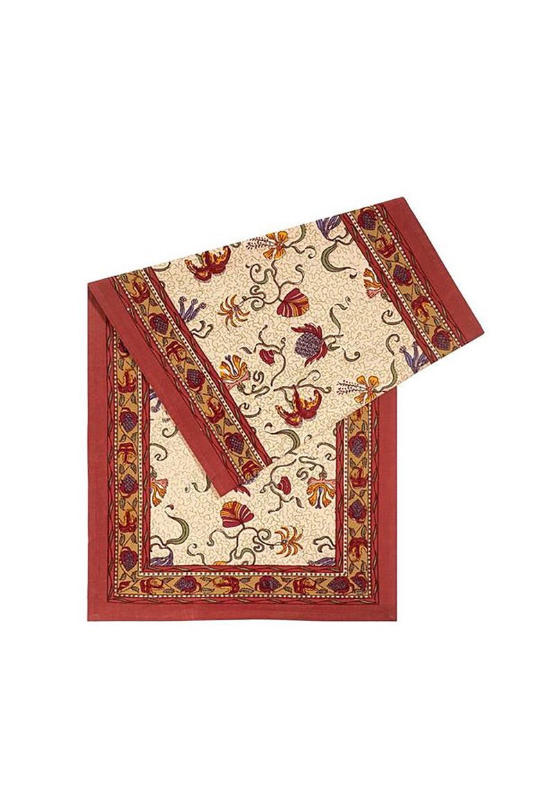 Fleur des Indes Runner, Alternate, color, Red/White 16" x 72"