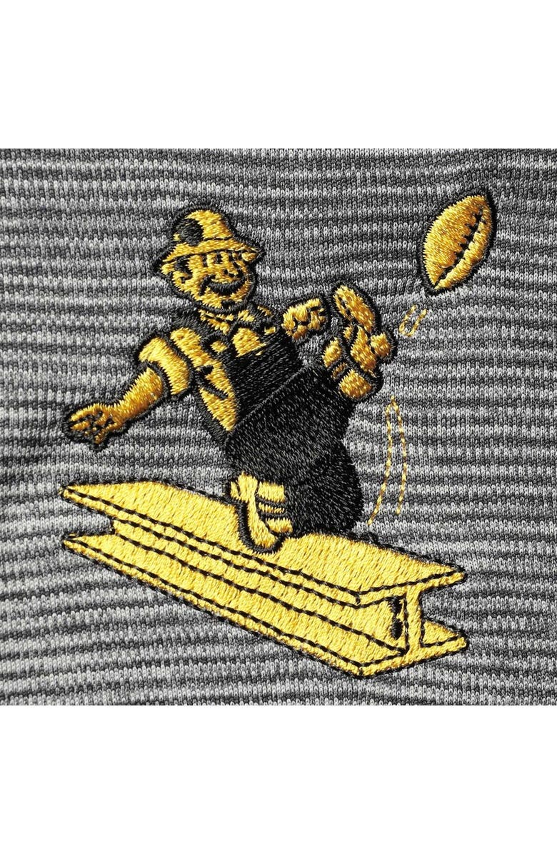 ANTIGUA Men's Antigua Black/Heathered Gray Pittsburgh Steelers Throwback Cycle Quarter-Zip Jacket, Alternate, color,