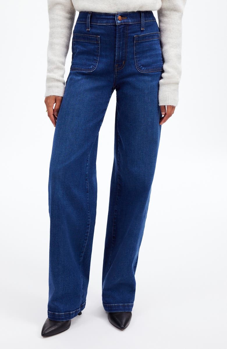 Madewell The Emmett Patch Pocket High Waist Wide Leg Jeans, Main, color, Allentown Wash