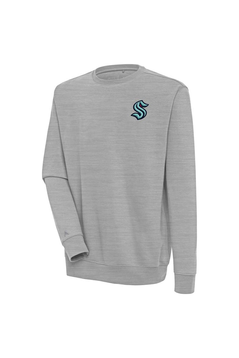 Men's Antigua  Heather Gray Seattle Kraken Victory Pullover Sweatshirt, Alternate, color, Heather Gray