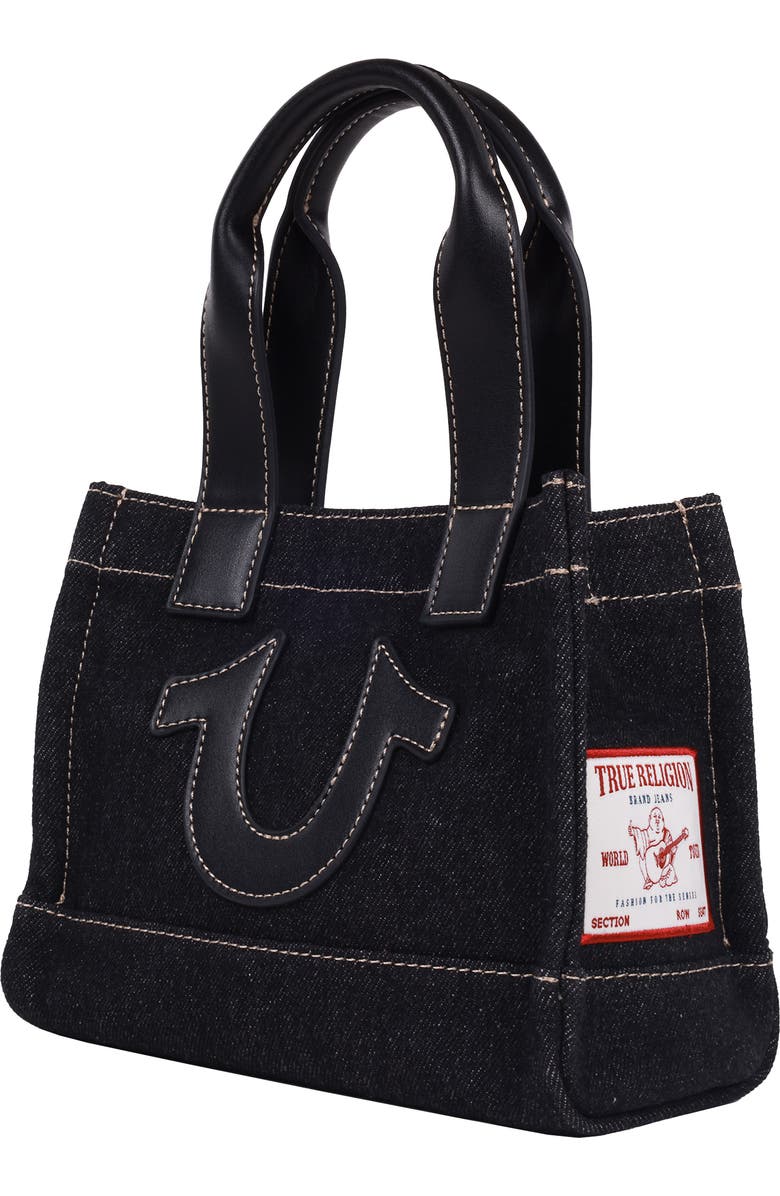True Religion Mini Denim Tote, Alternate, color, Black
