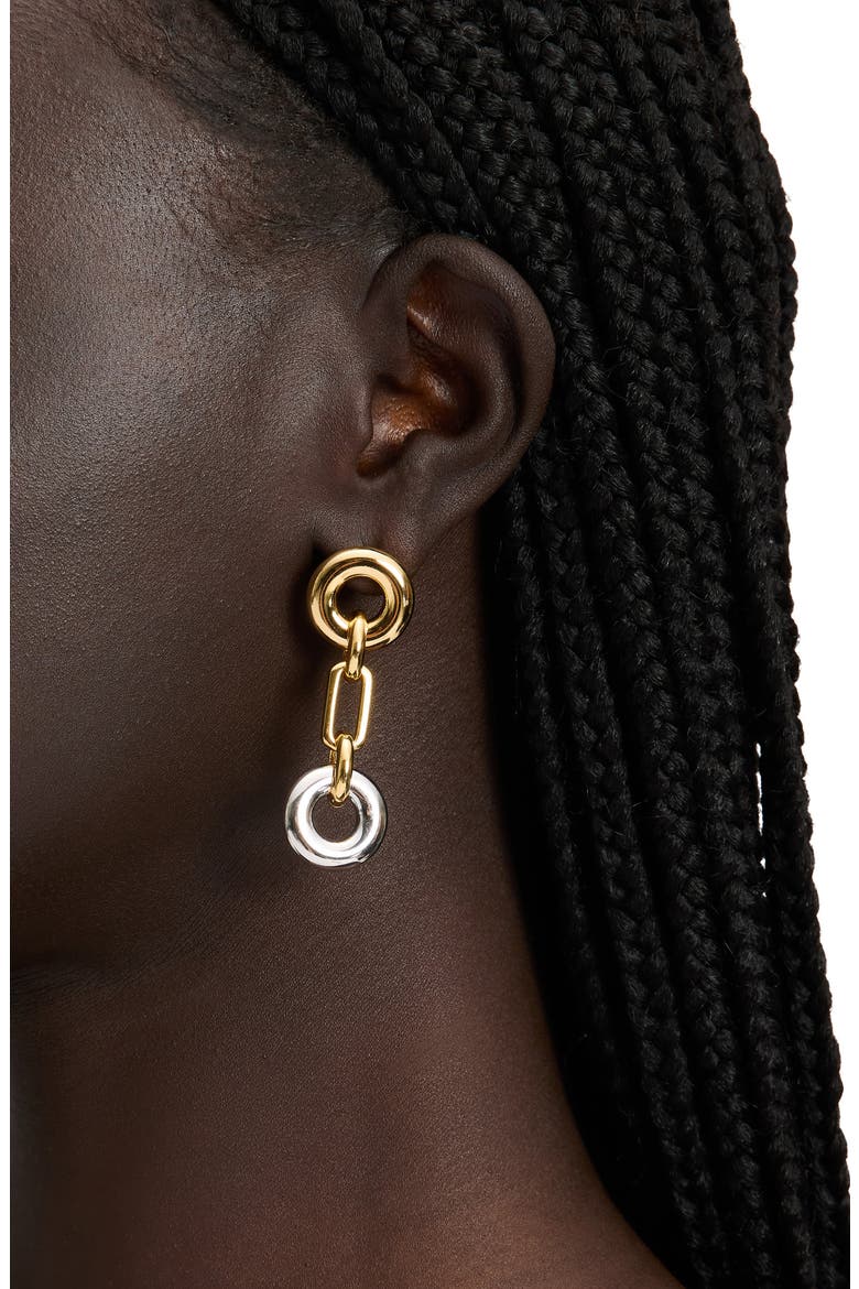 mixed metallic linear drop earrings, Alternate, color, SILVER GOLD