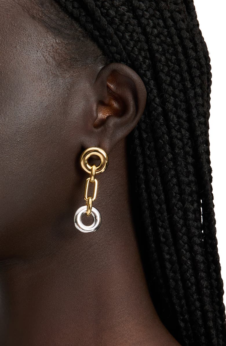 Kate Spade New York mixed metallic linear drop earrings, Alternate, color, Silver Gold