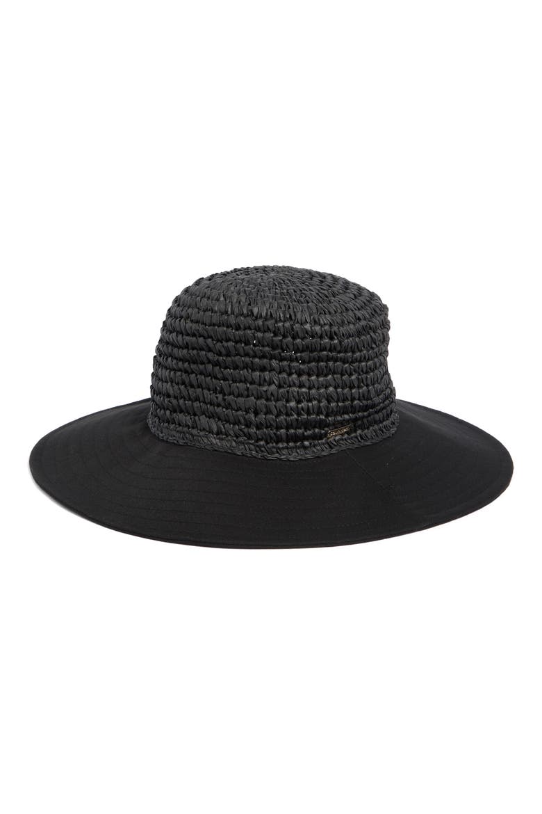 Mixed Media Sun Hat, Main, color, BLACK
