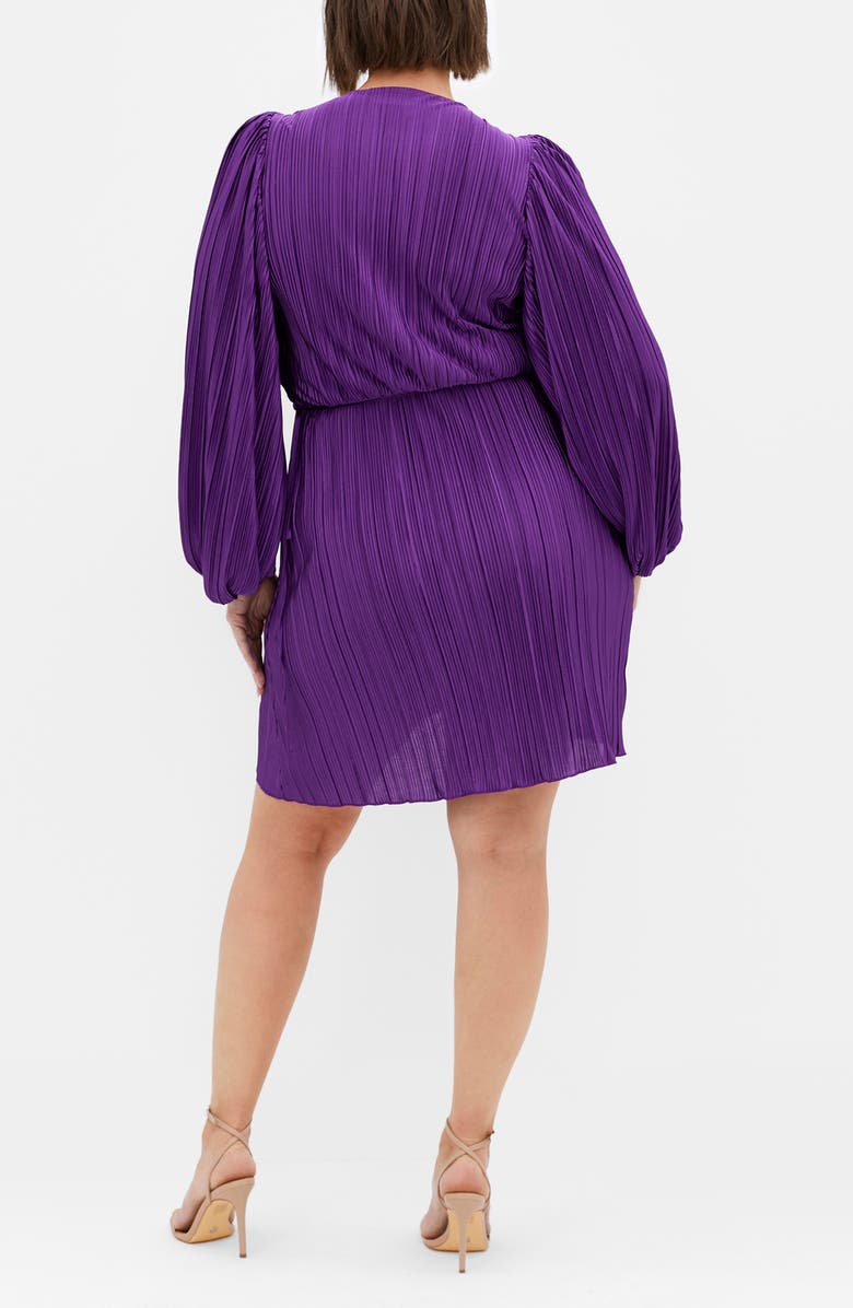 City Chic Kira Long Sleeve Wrap Dress, Alternate, color, Royal Purple