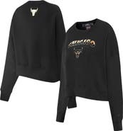 PRO STANDARD Women's Pro Standard  Black Chicago Bulls Glam Cropped Pullover Sweatshirt